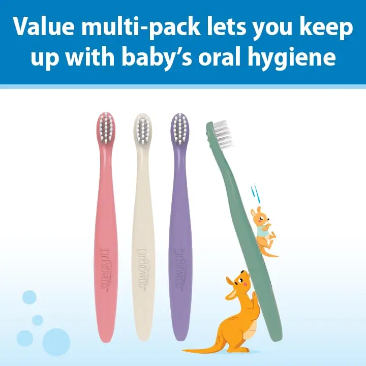 Dr. Brown's Infant-to-Toddler Toothbrush Set, Soft & Gentle Manual Toothbrushes for Baby, 4-Pack | BPA Free, 0-3 Years - view 8