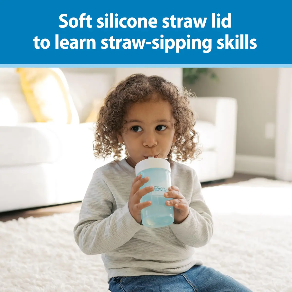 Dr. Brown's Milestones Straw to 360 Convertible Toddler Training Cup Set, 10 oz/300 mL | Interchangeable Silicone Straw & 360 Lids - view 3