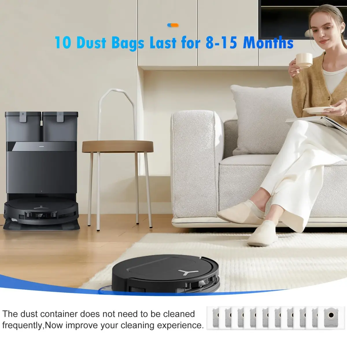 DrFlito 10 Pack X8 Dust Bags for Ecovacs Deebot Omni Robot Vacuum Cleaner | 4-Layer Filtration - view 7