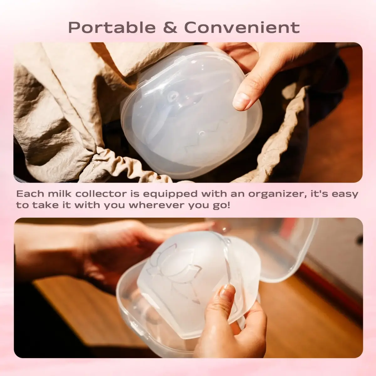 Hranio Milk Collectors for Breastfeeding 70ml (2.5oz) | Wearable Silicone Breast Pump for Postpartum Essentials - view 6