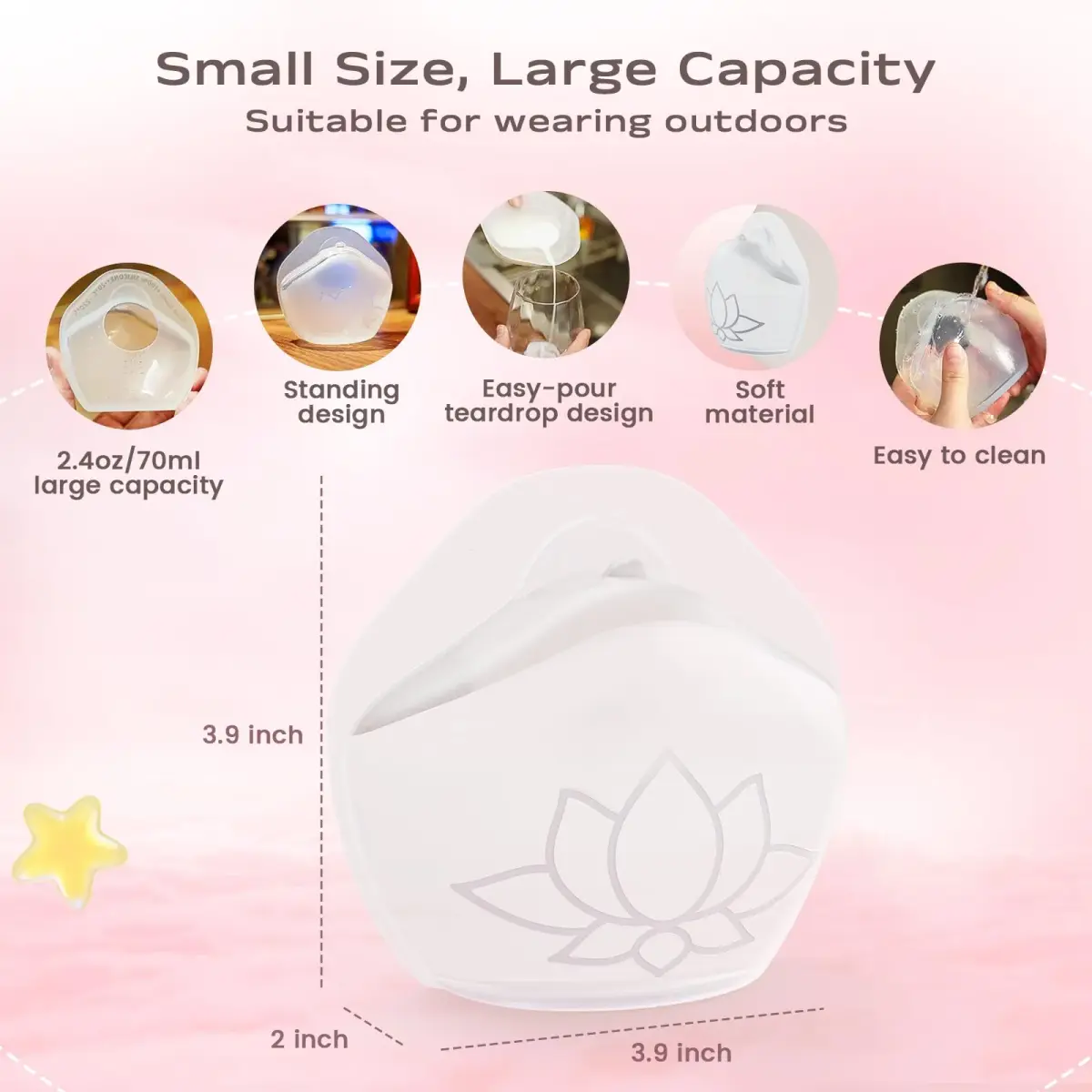 Hranio Milk Collectors for Breastfeeding 70ml (2.5oz) | Wearable Silicone Breast Pump for Postpartum Essentials - view 4