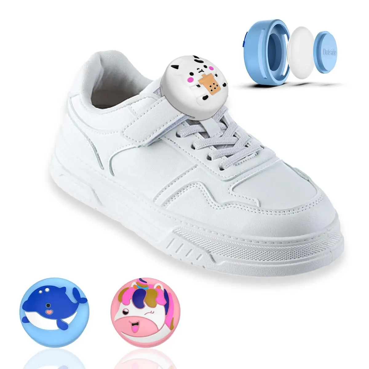 BIQIRE AirTag Shoes Holder 2-Pack (Blue & Pink) | Waterproof Silicone Case for Kids Shoelaces - main product image