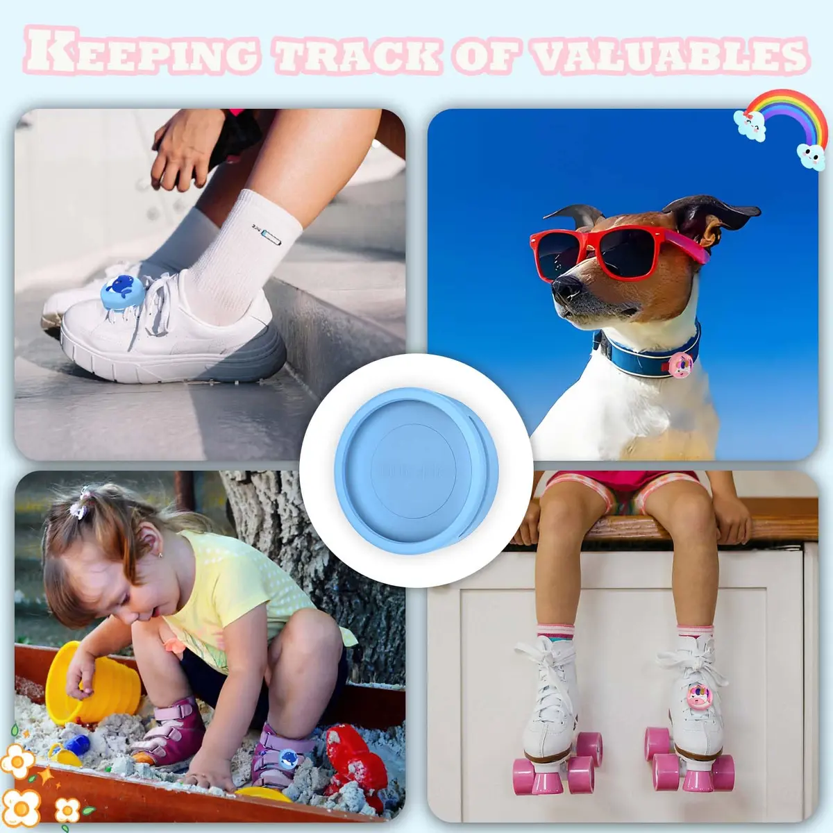 BIQIRE AirTag Shoes Holder 2-Pack (Blue & Pink) | Waterproof Silicone Case for Kids Shoelaces - view 7