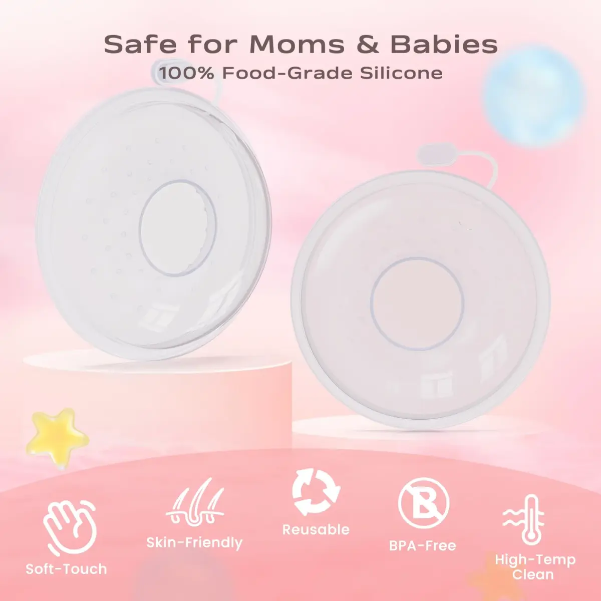 Hranio Breast Milk Collector Shells 30ml (1oz) | BPA-Free Silicone, 4 Counts | Invisible Nursing Tech - view 2