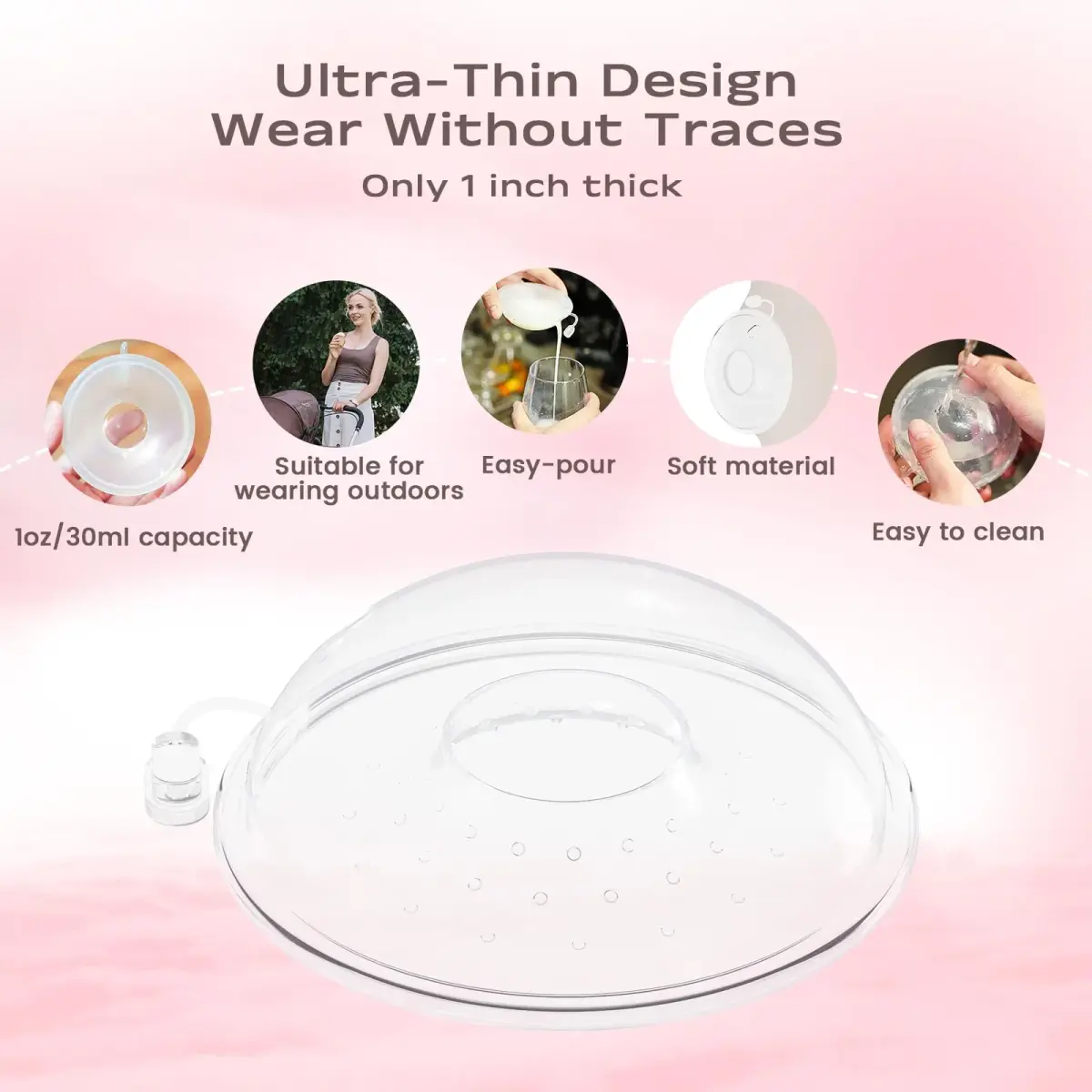 Hranio Breast Milk Collector Shells 30ml (1oz) | BPA-Free Silicone for Breastfeeding - view 4
