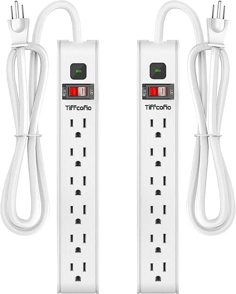 Tiffcofio Surge Protector Power Strip, 6 ft Extension Cord, 600 Joules Surge Protection, 6 Outlets, 15A/1875W | ETL Listed - main product image