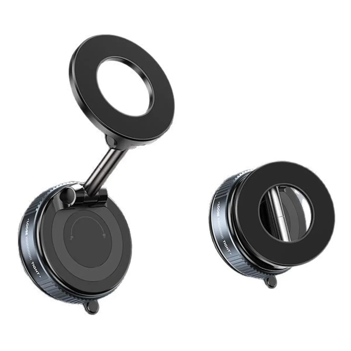 Jikasho Magnetic Phone Holder for Car, Suction Cup Mount, MagSafe Compatible, Space Grey | 360° Adjustable - main product image