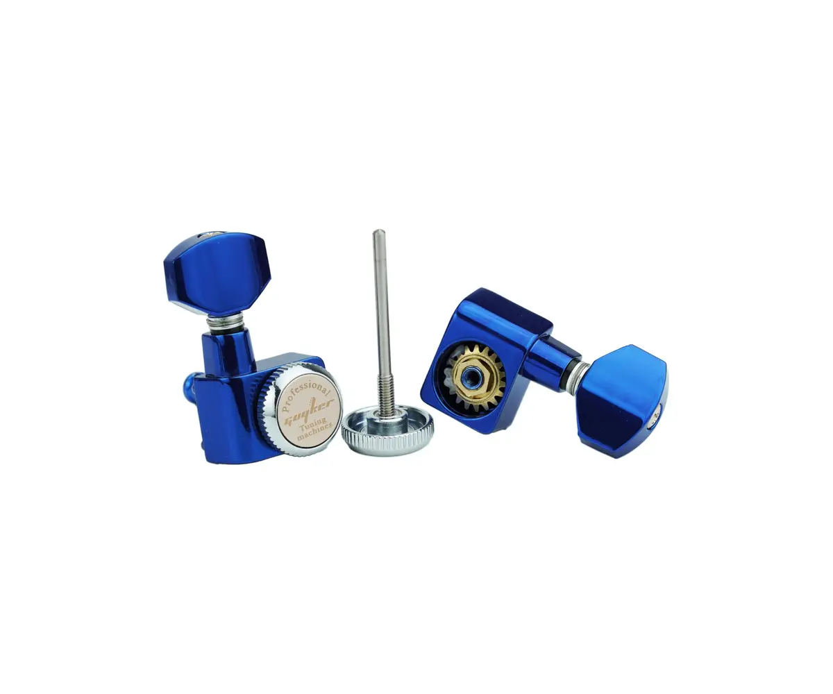 Guyker 6-in-line Guitar Locking Tuners GK434, Blue Chrome (Set of 6) | Precision 1:18 Gear Ratio - view 4