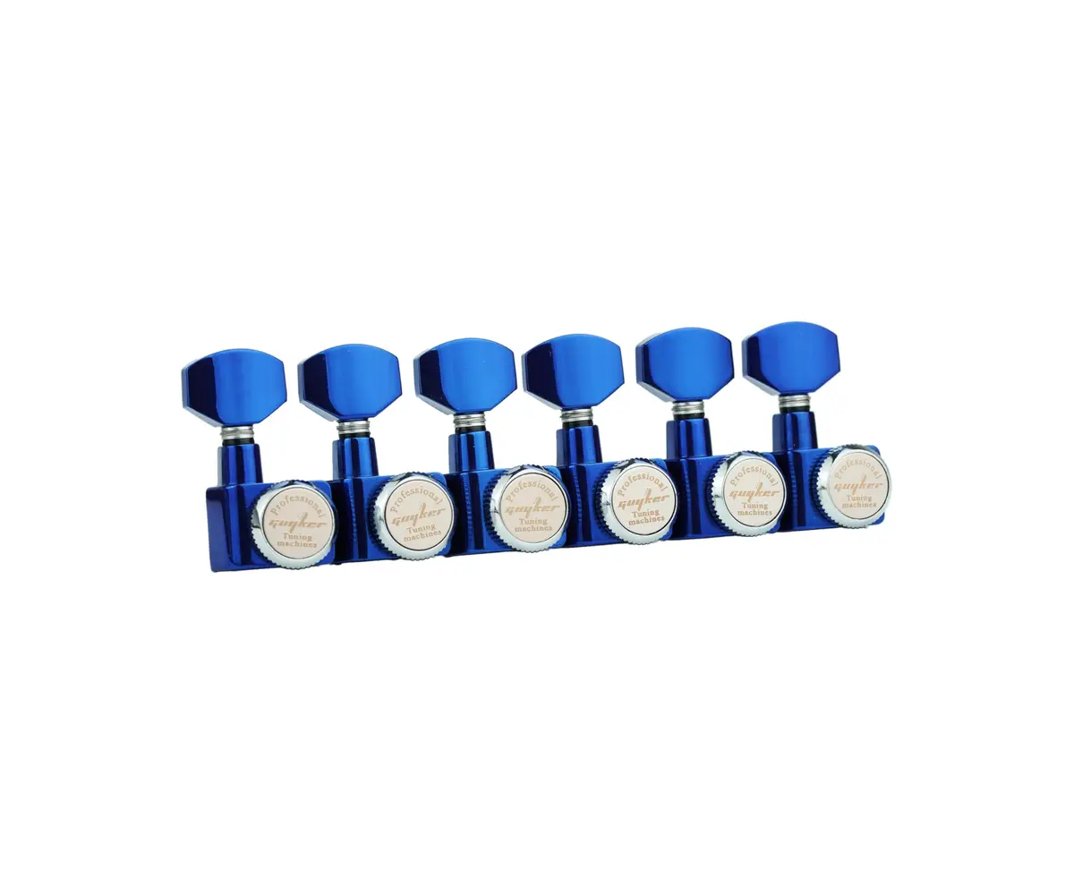 Guyker 6-in-line Guitar Locking Tuners GK434, Blue Chrome (Set of 6) | Precision 1:18 Gear Ratio - view 2