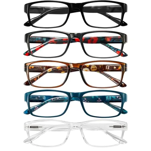 Gaoye Professional Reading Glasses 1.0 with Blue Light Protection, 5-Pack Flower Vibes | USA Imported for All-Day Computer Use - main product image