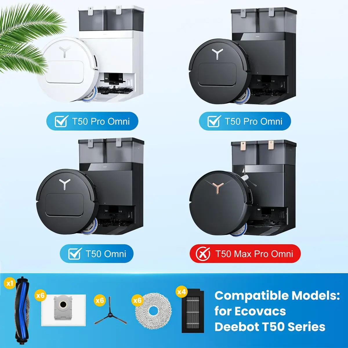 KTNAid 24 Pcs Vacuum Accessories Kit for Ecovacs Deebot T50 Pro Omni/T50 Omni/Gen2 | Value Pack for Efficient Cleaning - view 2