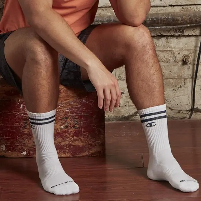 Champion Men's Crew Athletic Socks | Moisture-Wicking, Cushioned, Arch Support (Fits Shoe Size 6-12.5) - view 2