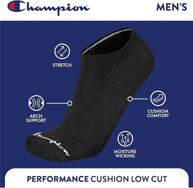 Champion Men's Low Cut Athletic Socks 6 Pack | Moisture-Wicking, Durable, Comfortable Fit - view 4
