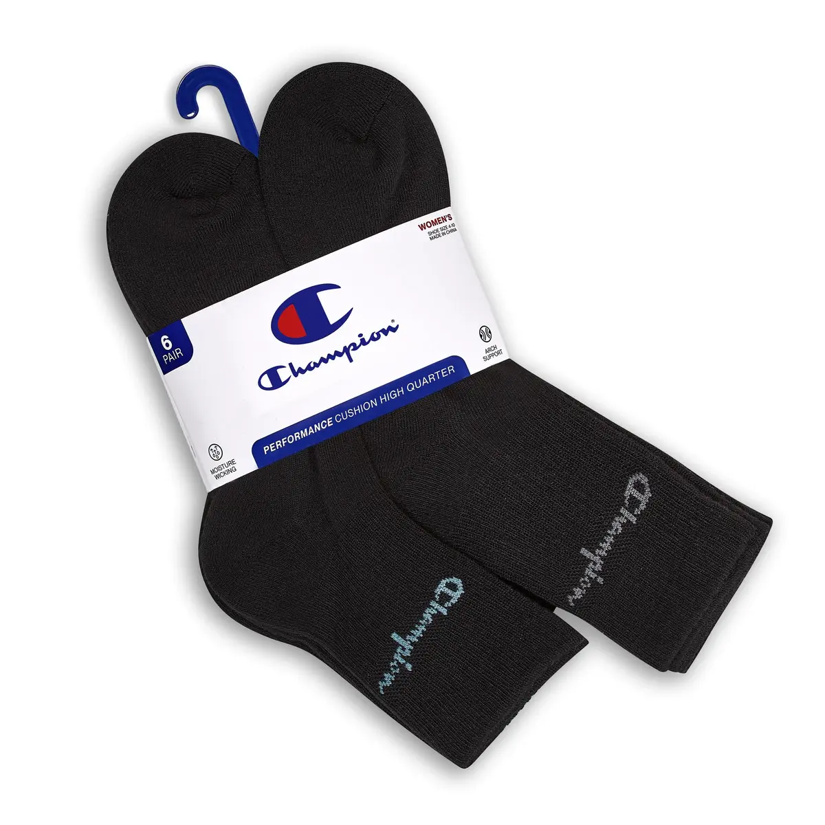 Champion Women's High Quarter Cushioned Athletic Socks, 6-Pack | Moisture-Wicking & Supportive Fit - view 3