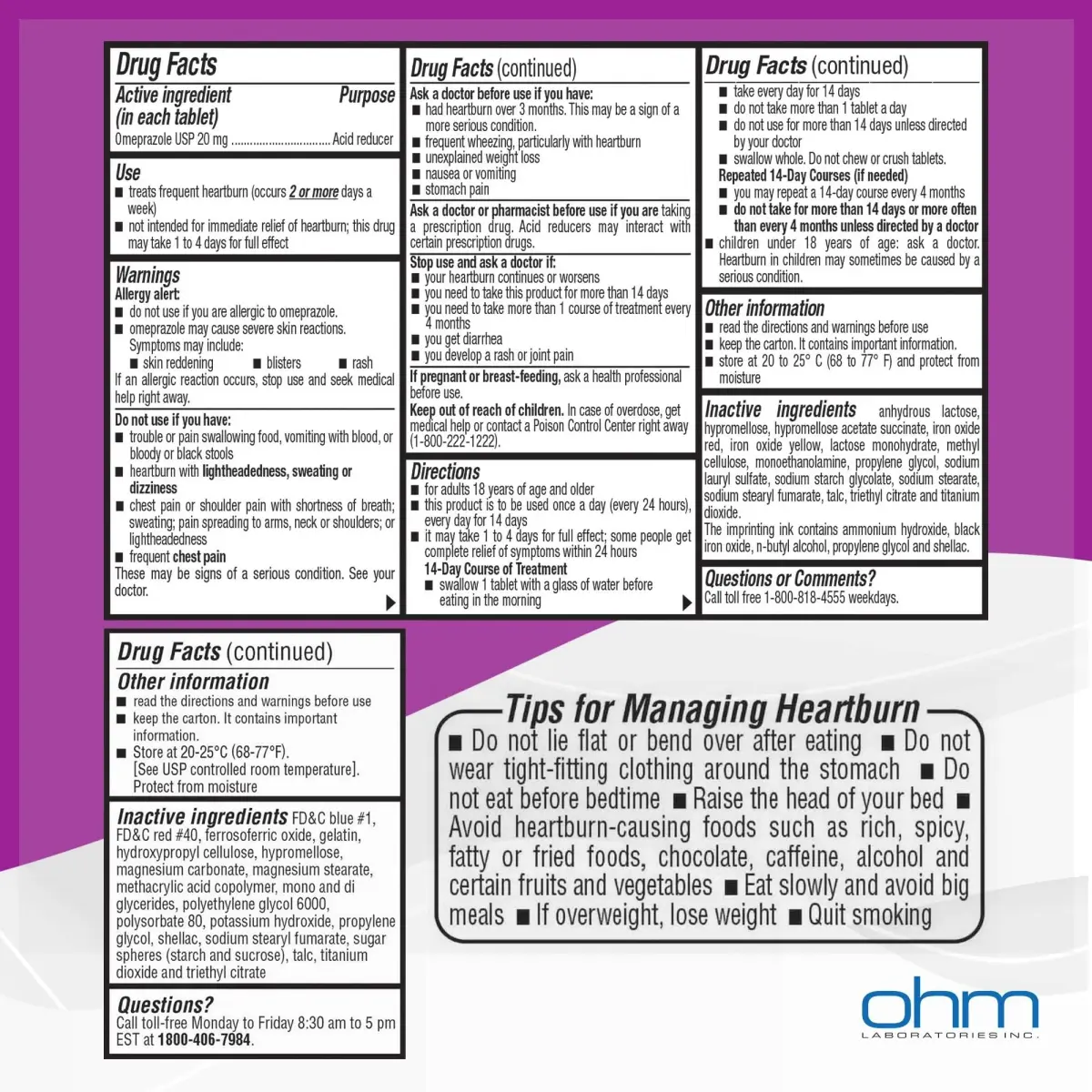 Ohm Omeprazole 20mg Delayed-Release Tablets 14 Count | Acid Reducer for Frequent Heartburn - view 7