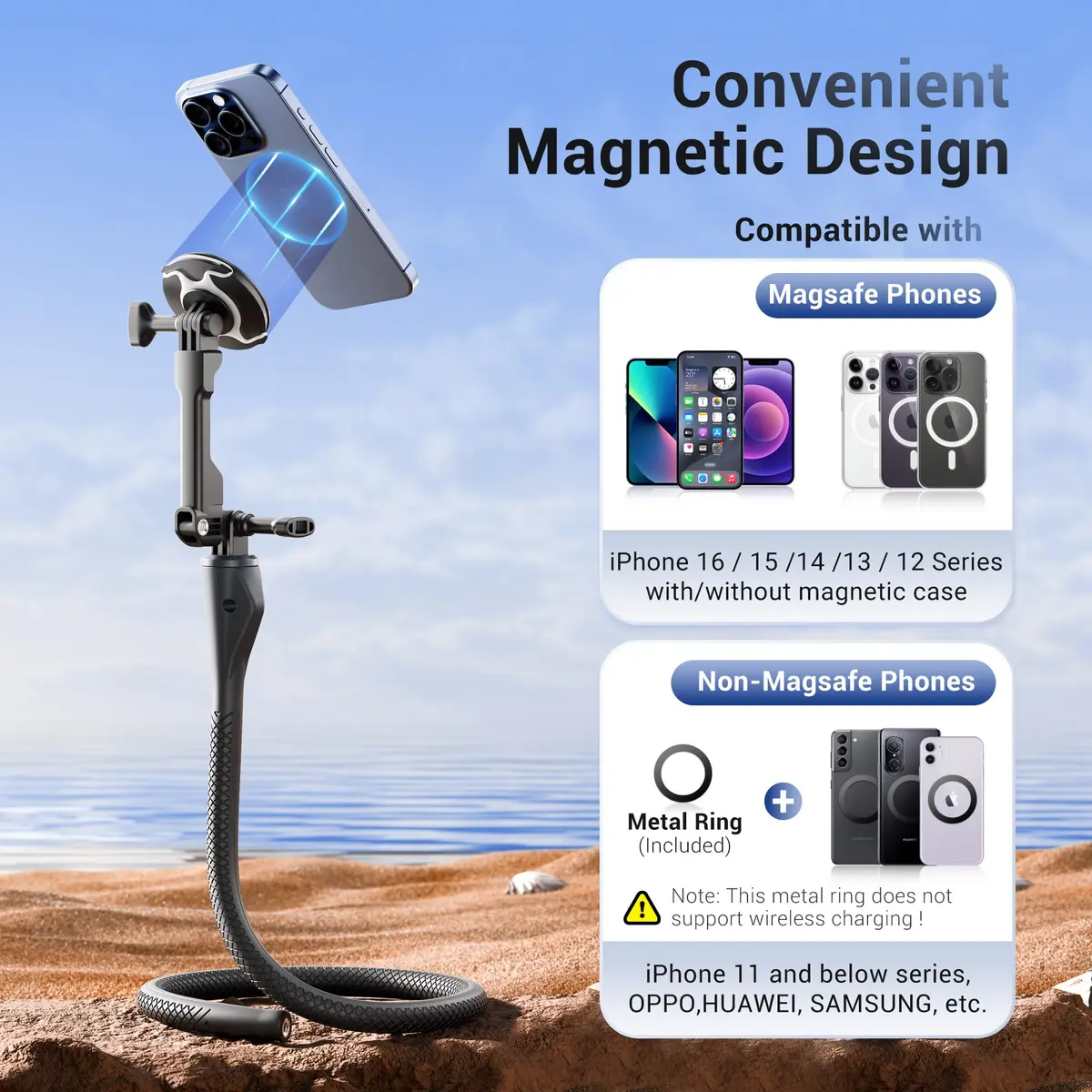 JJC Magnetic Flexible Arm with Clamp for MagSafe Phone & Action Camera | 313g (11oz) Bendable Mount - view 2