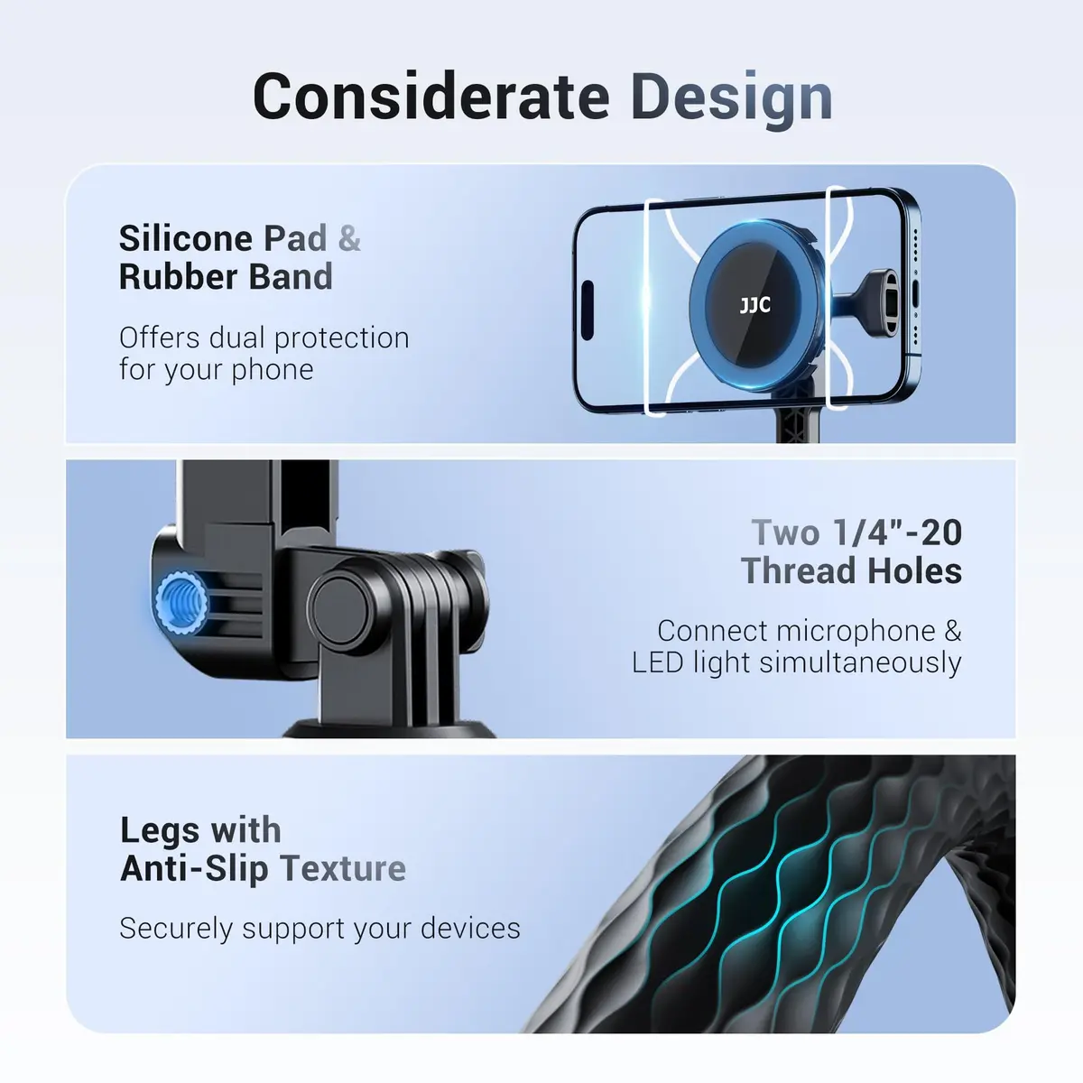 JJC Magnetic Flexible Arm with Clamp for MagSafe Phone & Action Camera | 313g (11oz) Bendable Mount - view 4
