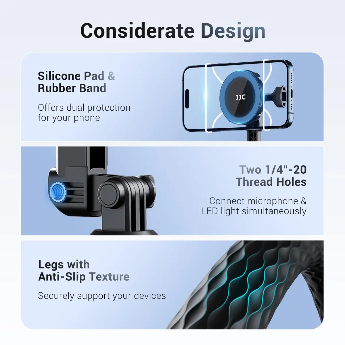 JJC Magnetic Flexible Tripod for MagSafe Phone & Action Camera, Bendable | 1kg (2.2lb) Load Capacity - view 4