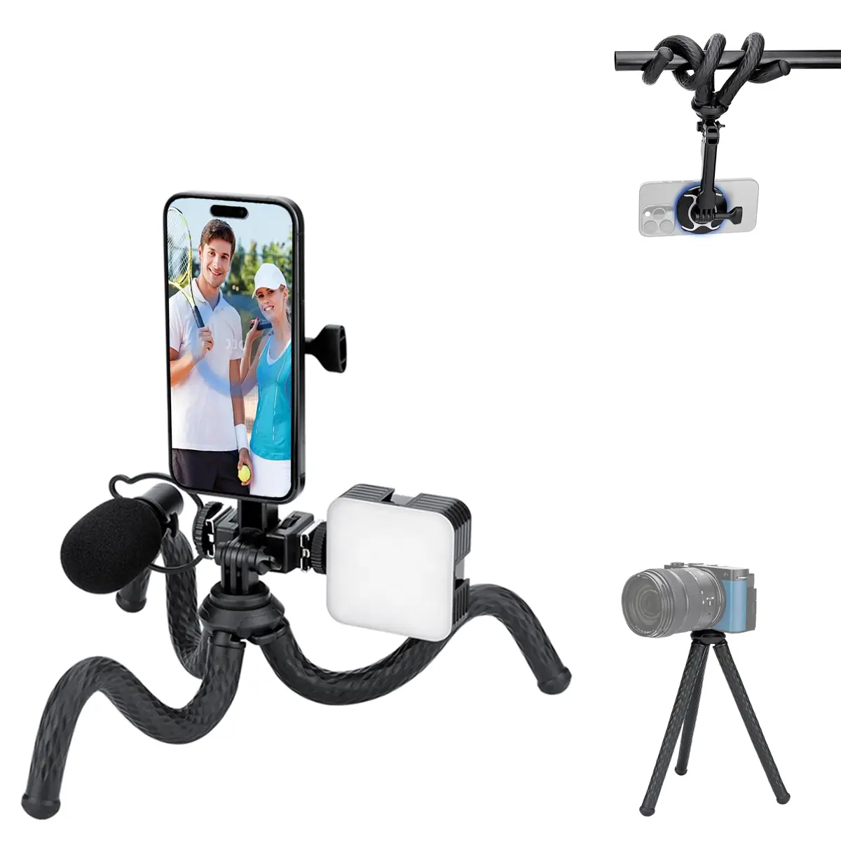 JJC Magnetic Flexible Tripod for MagSafe Phone & Action Camera, Bendable | 1kg (2.2lb) Load Capacity - main product image