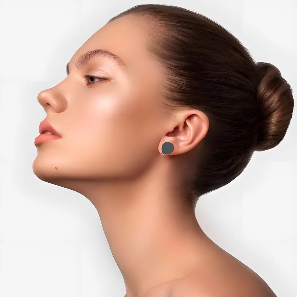 Dtexhif Black Keloid Pressure Clip-On Earrings for Women Men | 0.47 inch (1.2 cm) - view 2