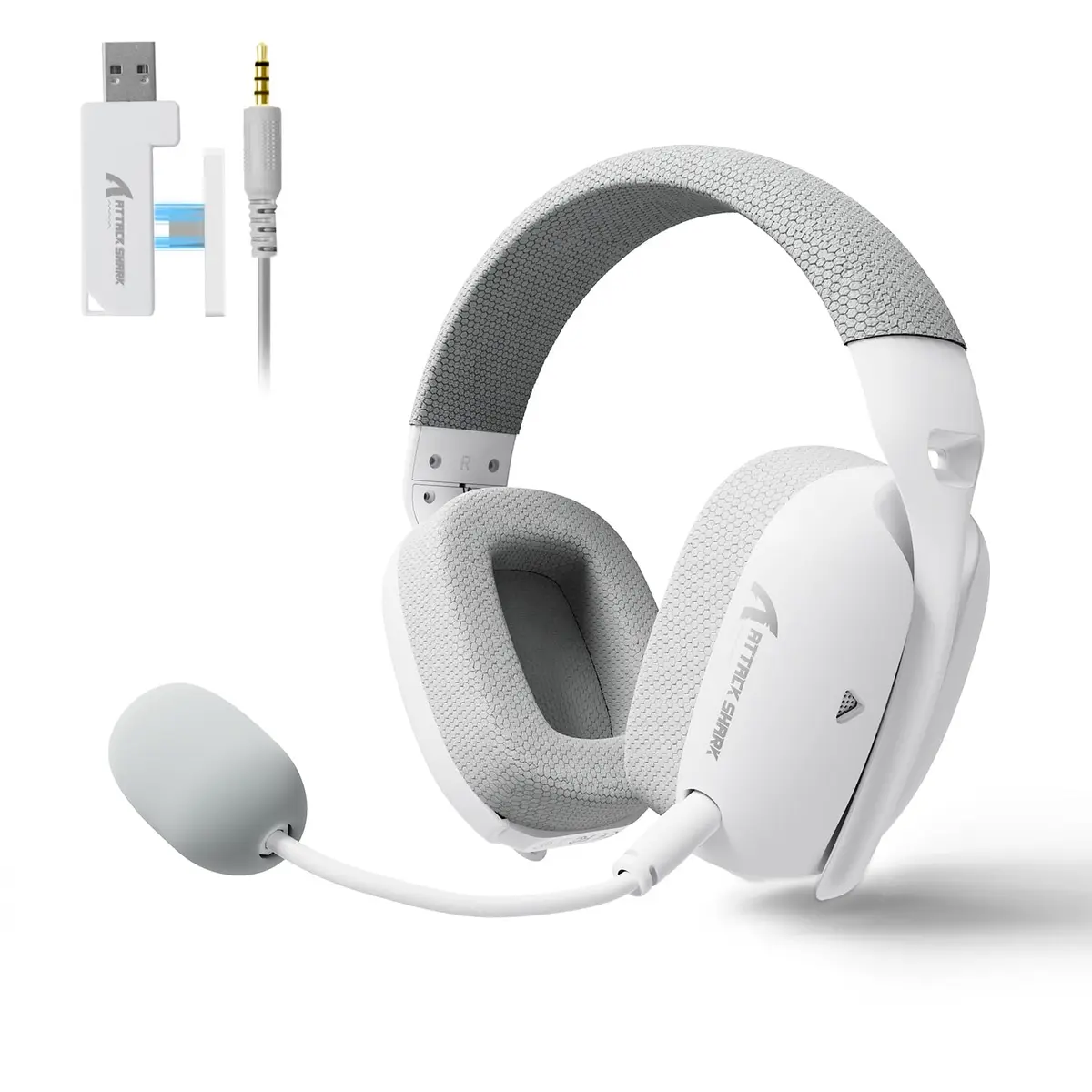 ATTACK SHARK L80 PRO Wireless Gaming Headset with Detachable Mic & Tri-Mode Connectivity (White) - main product image