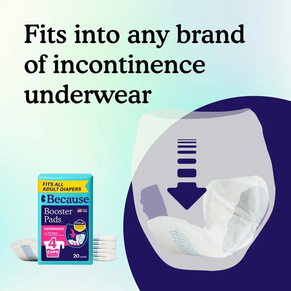 Because Overnight Booster Pads Fits All Adult Diapers | Extra Absorbency for Night Use - view 4