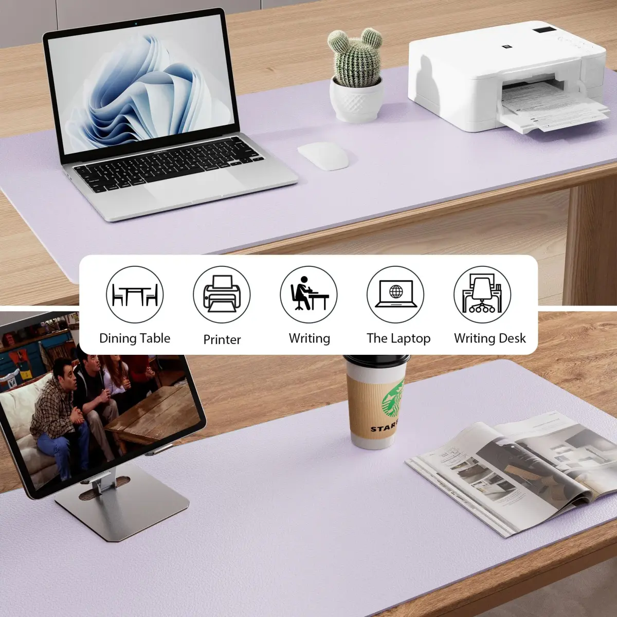 Aothia Large PU Leather Desk Pad Protector 36" x 17" (91.4 cm x 43.2 cm) | Smooth Writing Surface & Non-Slip Mouse Pad - view 5