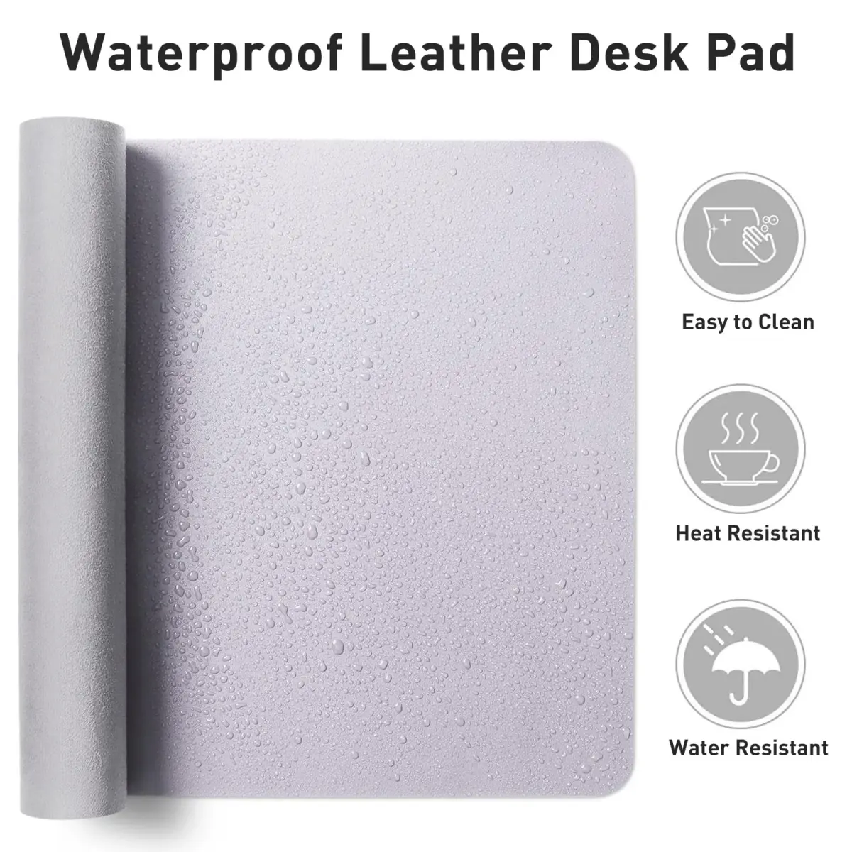 Aothia Large PU Leather Desk Pad Protector Soft Lavender 48" x 17" | Smooth Ink Flow Desk Pad - view 7