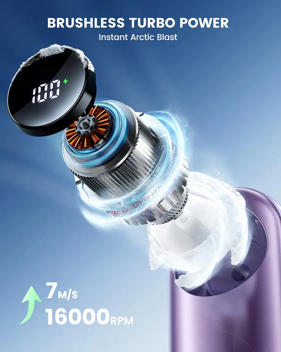 coldSky Portable Handheld Turbo Fan 4000mAh | Adjustable Speed & Compact Design for Travel & Outdoors - view 2