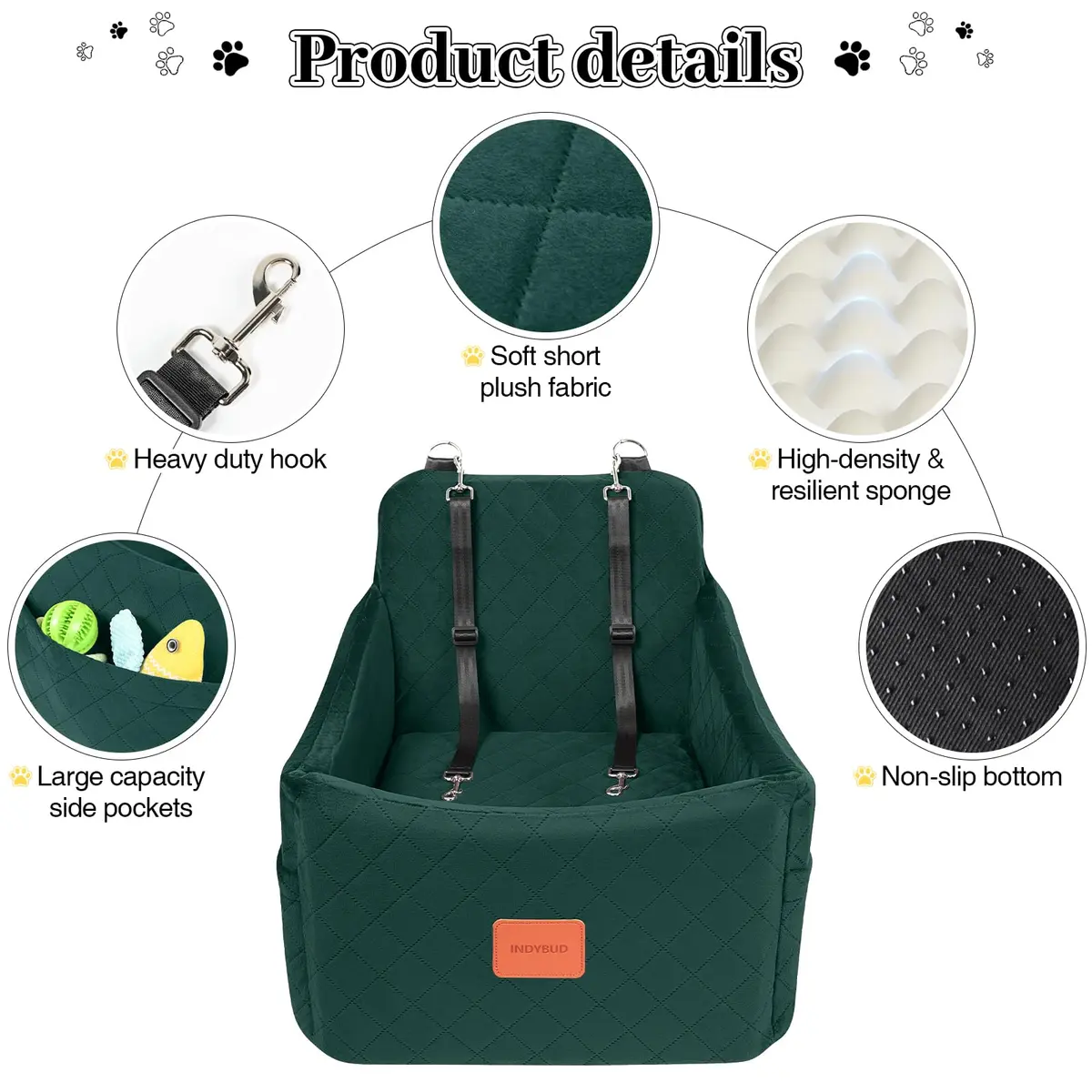 INDYBUD Dog Booster Car Seat for Dogs up to 35lbs | Safe Travel & Indoor Use - view 3