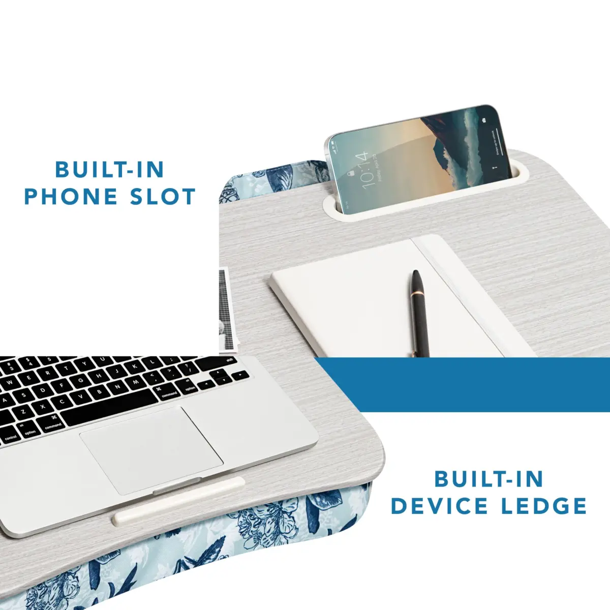 LapGear Designer Lap Desk - Blue Blossoms 2-Pack with Storage Basket | Stable Workspace for Laptops Up to 15.6" | 3.29 kg (7.25 lb) - view 5