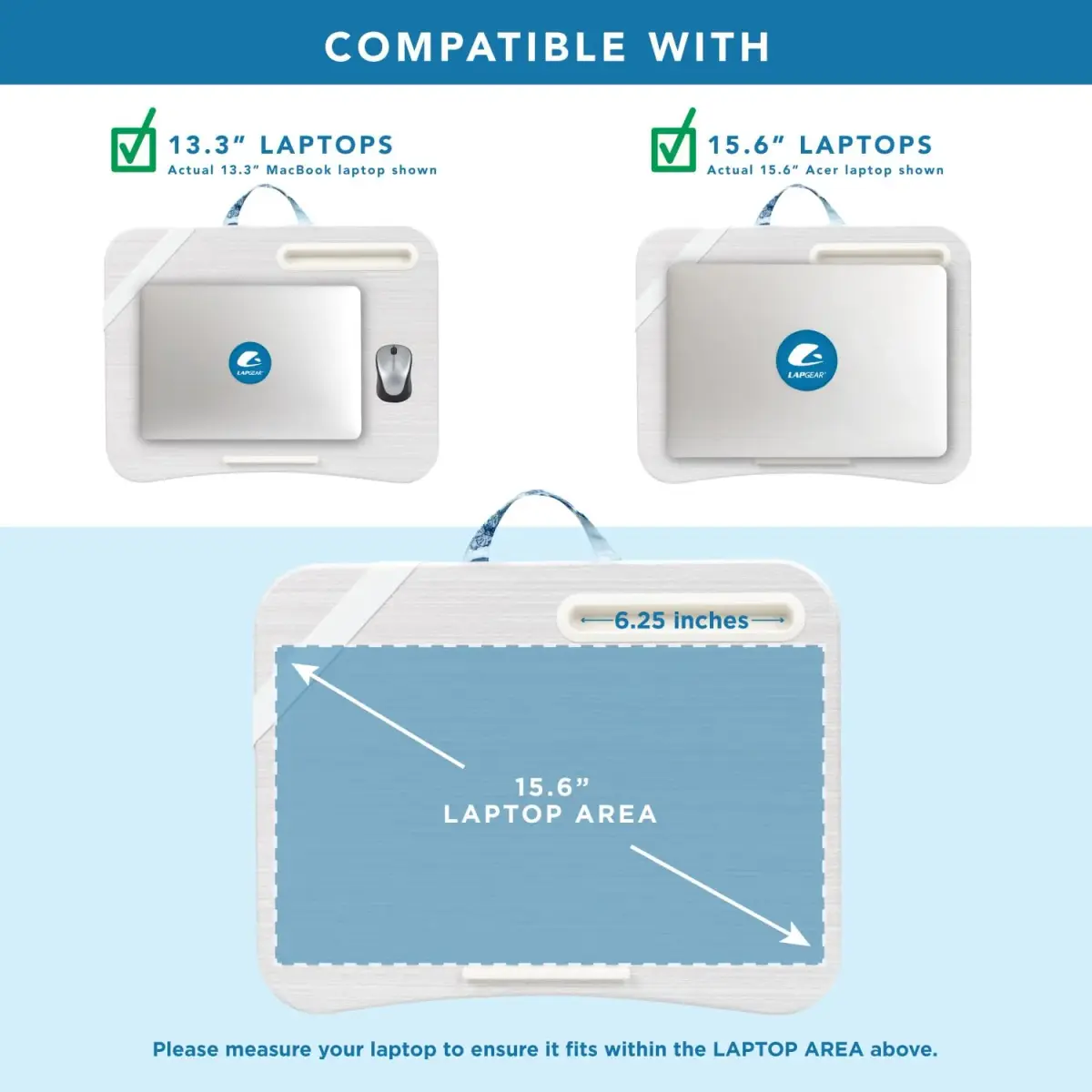 LapGear Designer Lap Desk - Blue Blossoms 2-Pack with Storage Basket | Stable Workspace for Laptops Up to 15.6" | 3.29 kg (7.25 lb) - view 4