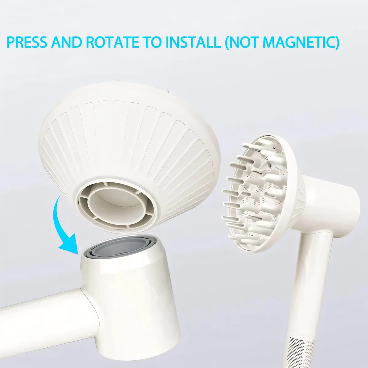 SEICHYGO 360° Rotating Diffuser Attachment Nozzle for Laifen SE Lite Hair Dryer, White | Honeycomb Design for Curly Hair - view 5