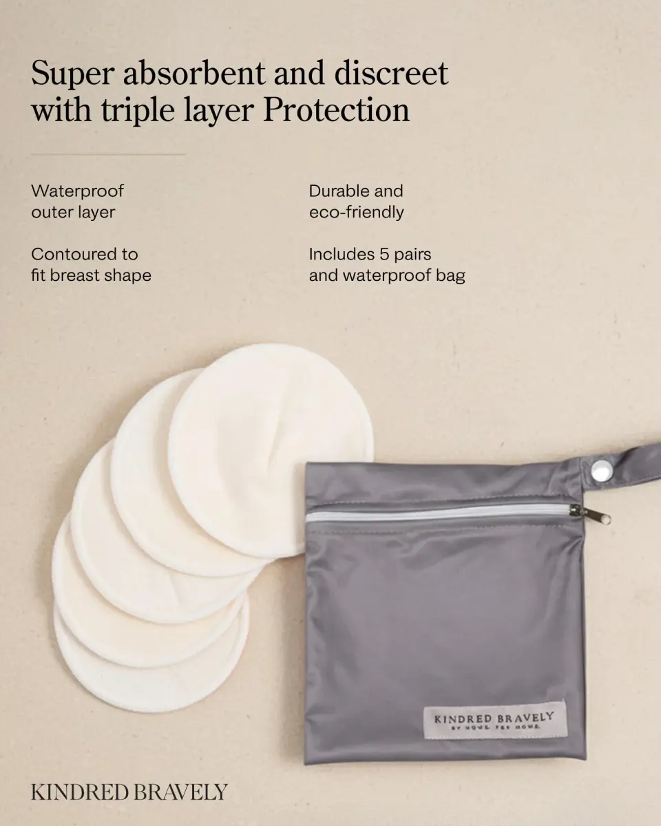 Kindred Bravely Organic Reusable Nursing Pads for Breastfeeding, 10 Pack | OEKO-TEX Certified, Contoured Fit - view 3