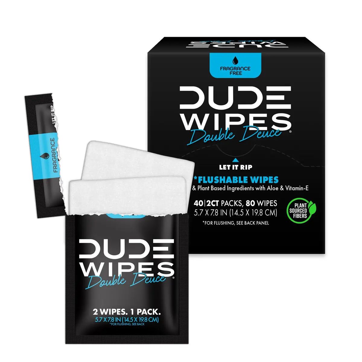 DUDE Wipes Double Deuce On-The-Go Flushable Wipes 80 Count | Hypoallergenic & Plant-Based - main product image