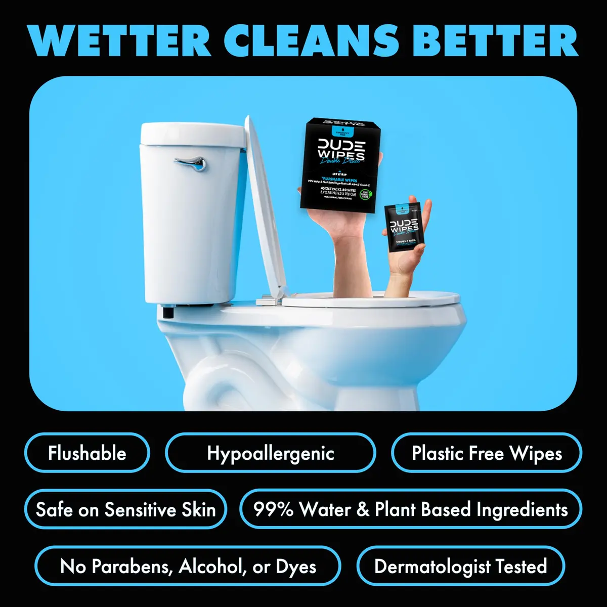 DUDE Wipes Double Deuce On-The-Go Flushable Wipes 80 Count | Hypoallergenic & Plant-Based - view 3
