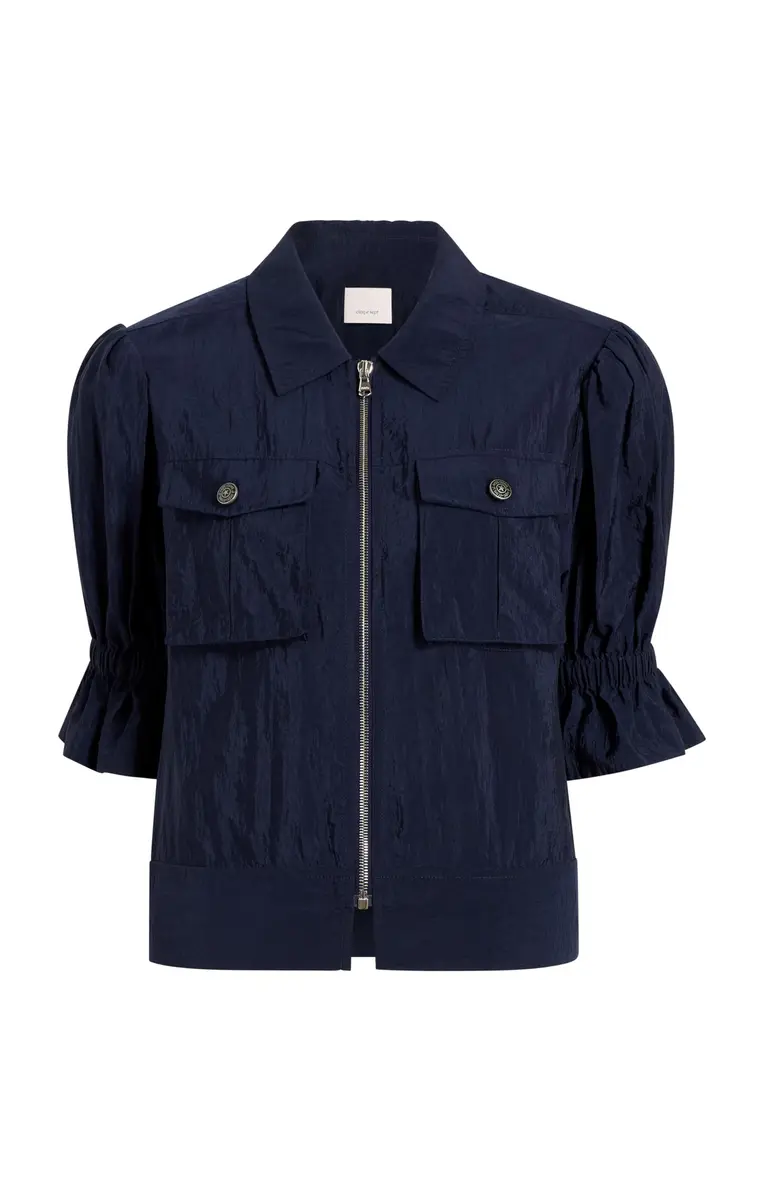 Cinq à Sept Holly Parachute Jacket Navy XS | Elegant Hip-Length Coat with Zipper Closure - main product image