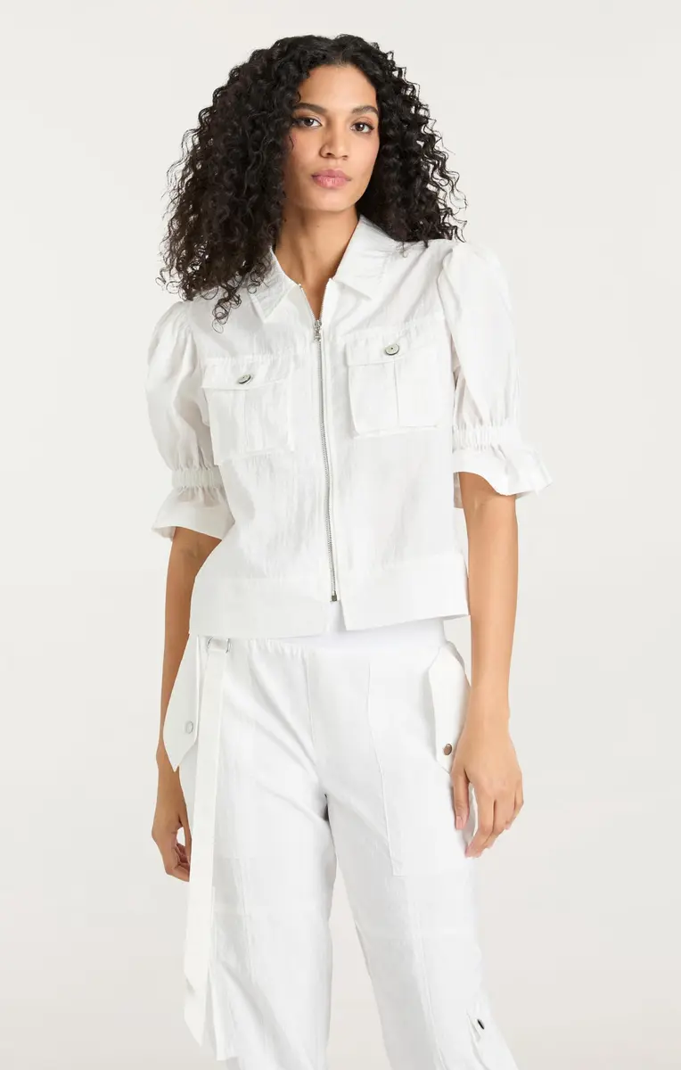 Cinq à Sept Holly Parachute Jacket, XS | White, Long Sleeve, Zipper Closure - view 3
