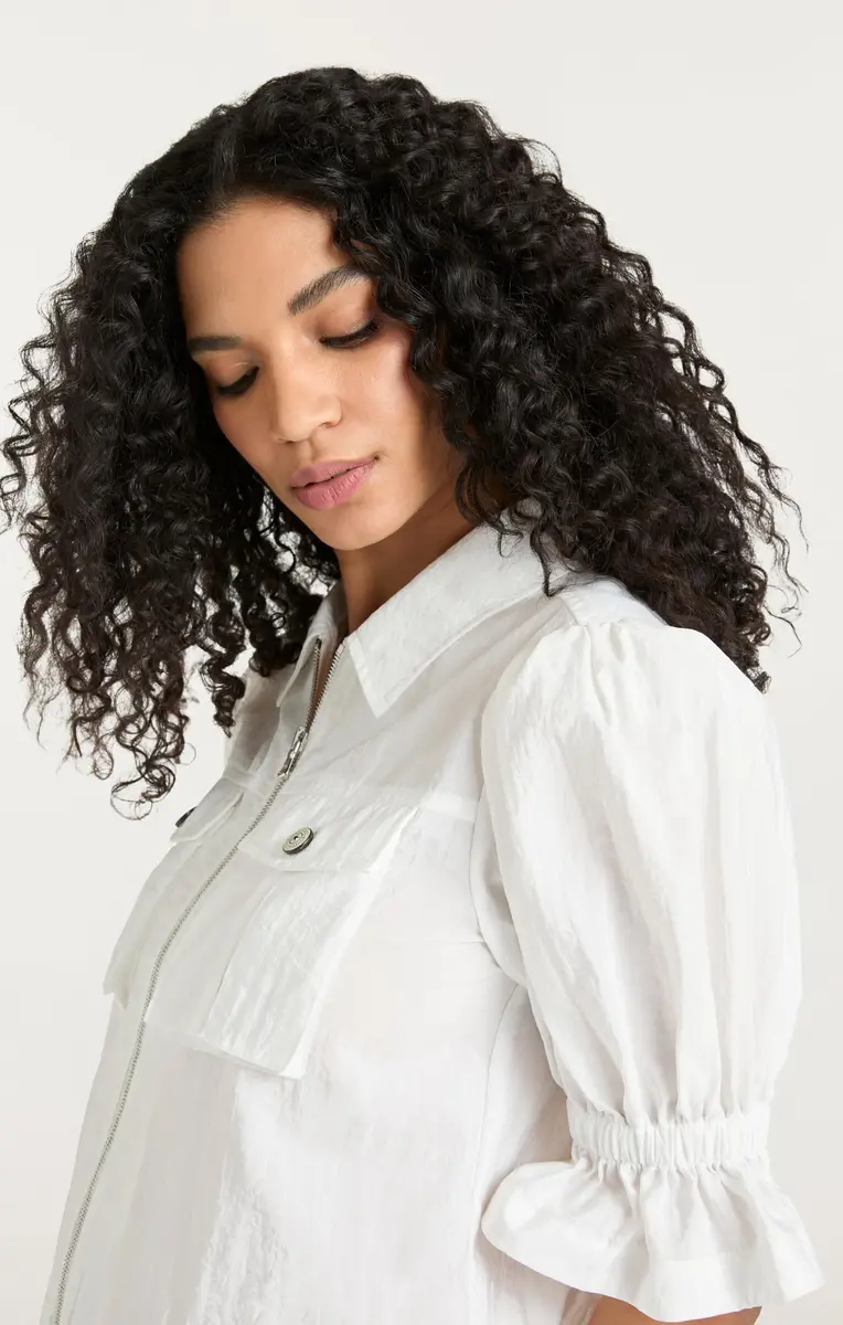Cinq à Sept Women's Holly Parachute Jacket, White, XL | Classic Nylon Coat for Mild Weather - view 2