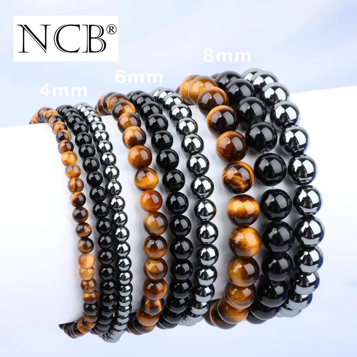 NCB 3-Piece 4mm Natural Crystal Gemstone Stretch Bracelets | Handmade Reiki Energy Healing Jewelry for Meditation, Yoga, Unisex - view 4