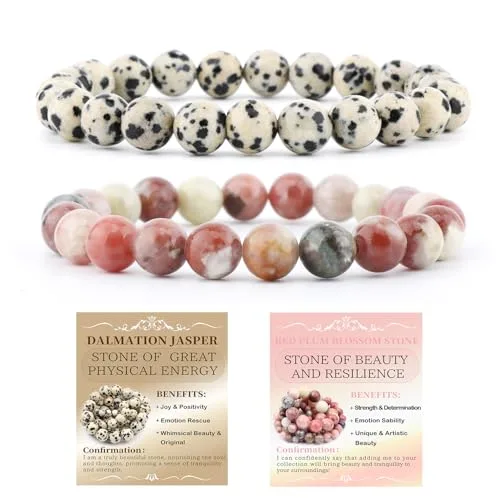 NCB 2-Piece 8mm Natural Crystal Gemstone Stretch Bracelets | Handmade Reiki Energy Healing Jewelry for Meditation, Yoga, Unisex - main product image