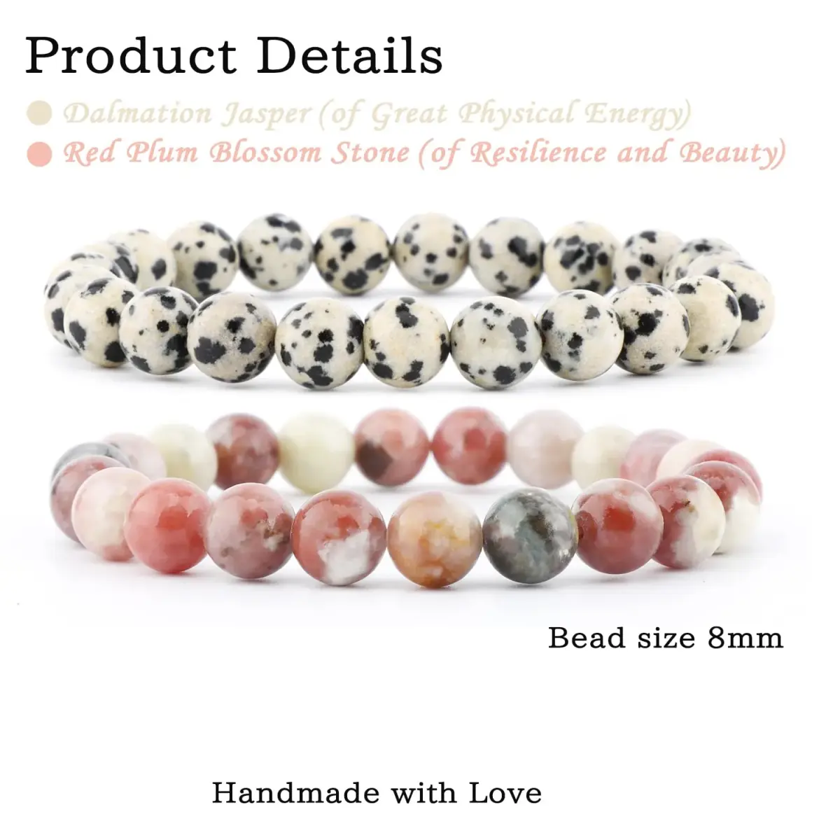 NCB 2-Piece 8mm Natural Crystal Gemstone Stretch Bracelets | Handmade Reiki Energy Healing Jewelry for Meditation, Yoga, Unisex - main product image
