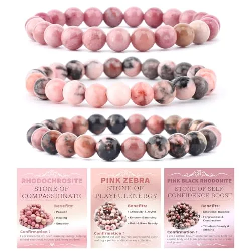 NCB Natural Crystal Gemstone Stretch Bracelets 6mm (3-Pack) | Reiki Healing Energy - main product image