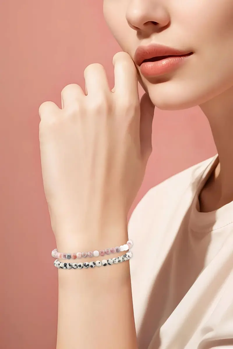 NCB 2-Piece 4mm Natural Crystal Gemstone Stretch Bracelets | Handmade Reiki Energy Healing Jewelry - view 5