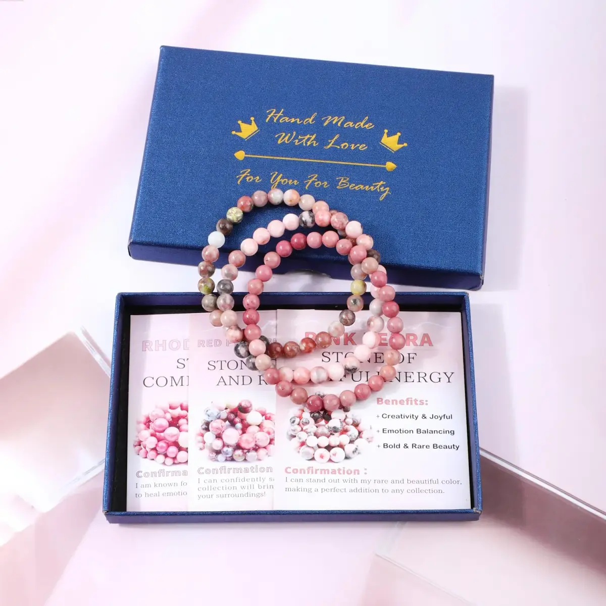 NCB Natural Gemstone Stretch Bracelets (6mm Beads, 3-Pack) | Reiki Energy Healing Jewelry for Meditation, Yoga - view 4