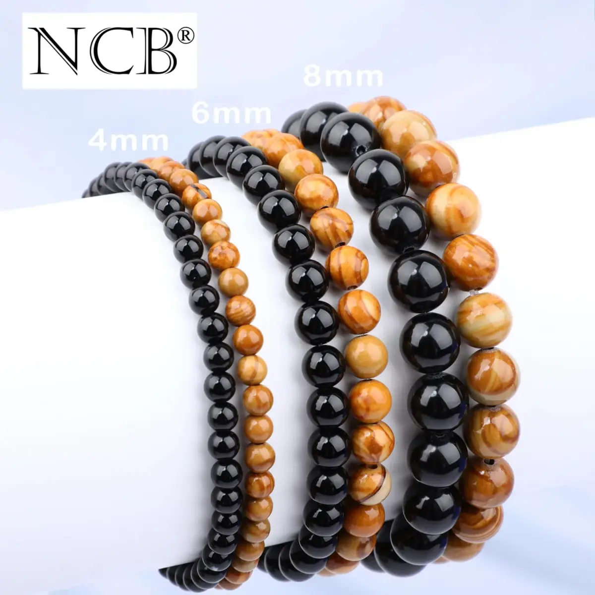 NCB Natural Crystal Gemstone Stretch Bracelets (4mm, 2-Pack) | Handmade Reiki Healing Jewelry for Meditation, Yoga - view 5