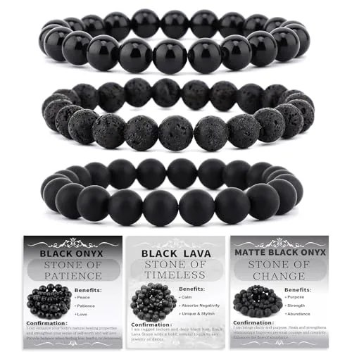 NCB 3-Piece 4mm Natural Crystal Gemstone Stretch Bracelets | Reiki Energy Healing Jewelry for Meditation, Yoga - main product image