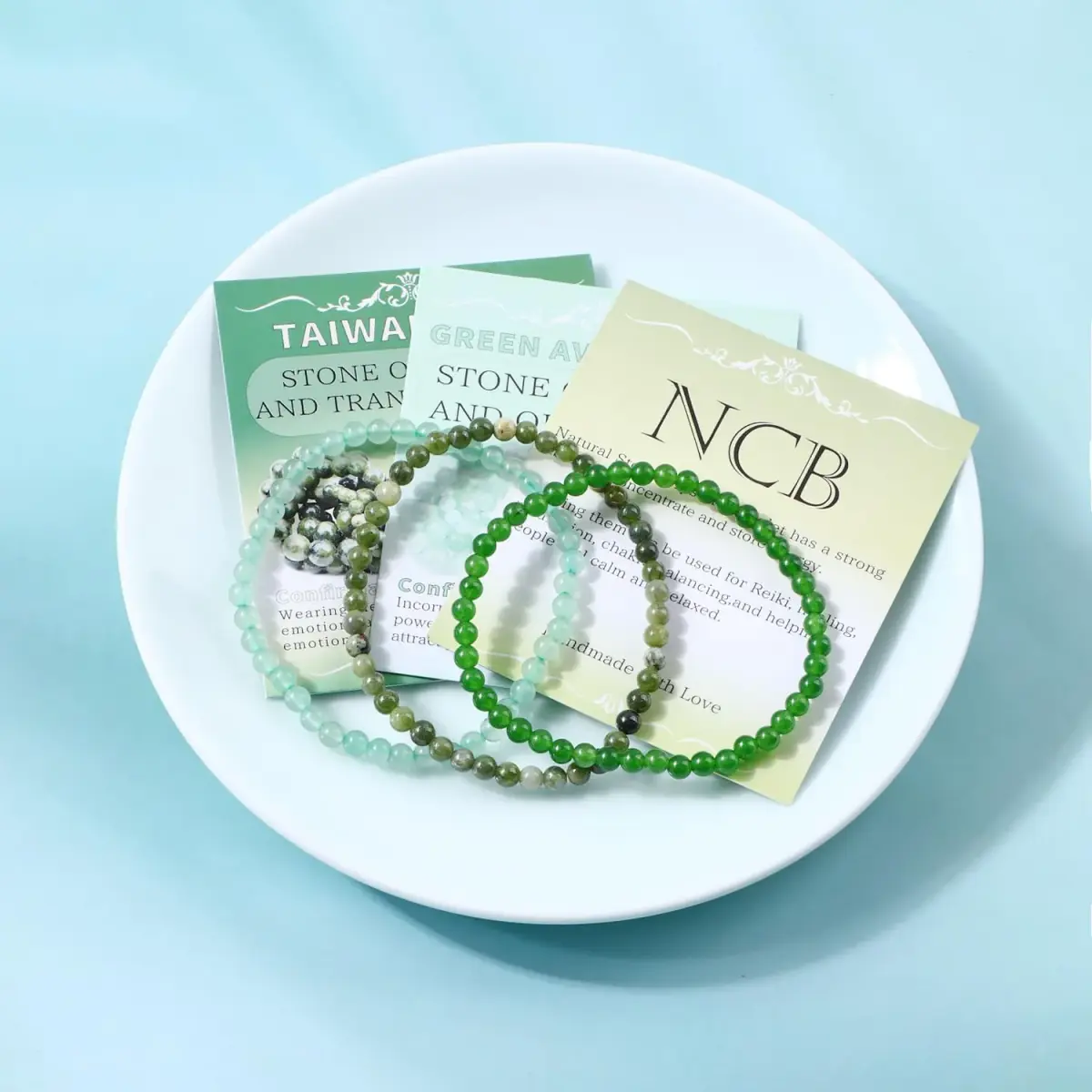 NCB Natural Crystal Gemstone Stretch Bracelets 4mm | Handmade Reiki Energy Healing Jewelry - view 2
