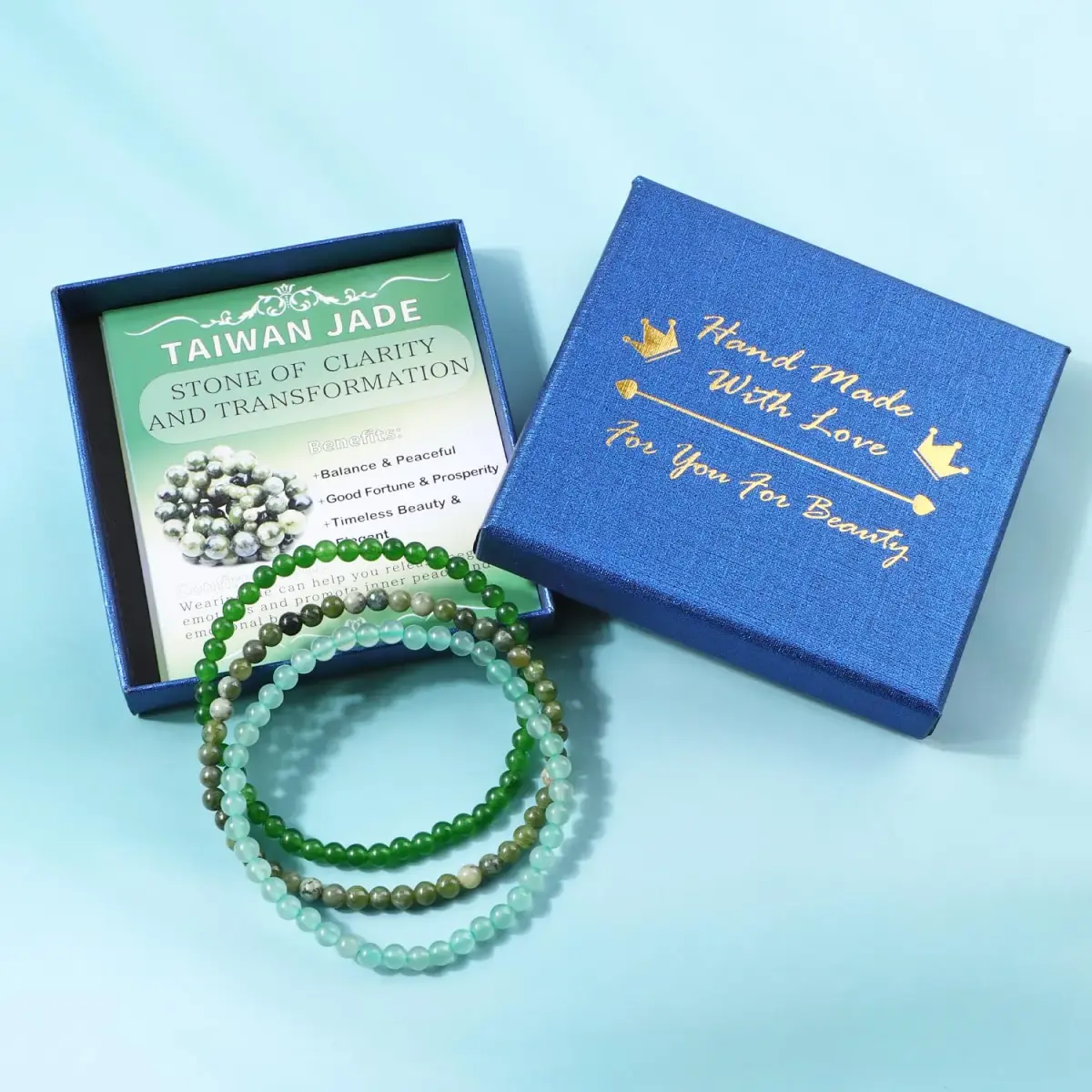 NCB Natural Crystal Gemstone Stretch Bracelets 4mm | Handmade Reiki Energy Healing Jewelry - view 3