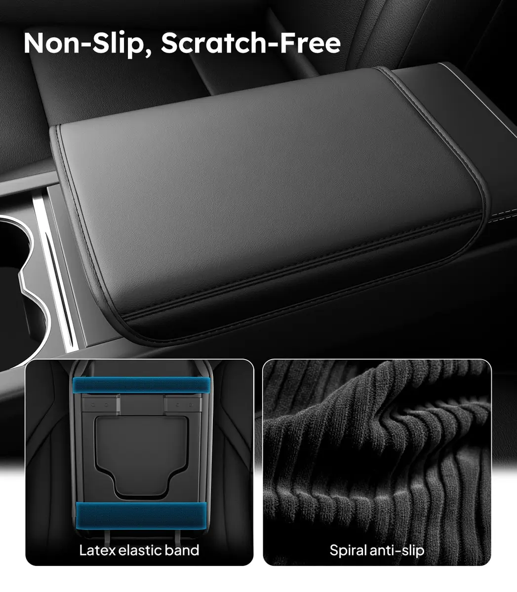 Wigoo Auto Accessory for Tesla Model Y/3 Armrest Cover, Black | Non-Slip, Cushioned, Fits 2024-2026 Highland & Juniper - view 3